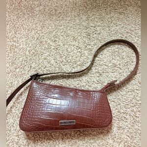 Urban Outfitters Brown Croc-Embossed Shoulder Bag